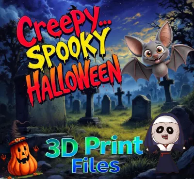 Halloween and Spooky collection of 3D printer files, everything scary, all you creepy characters, STL and 3mf files. Over 400 files