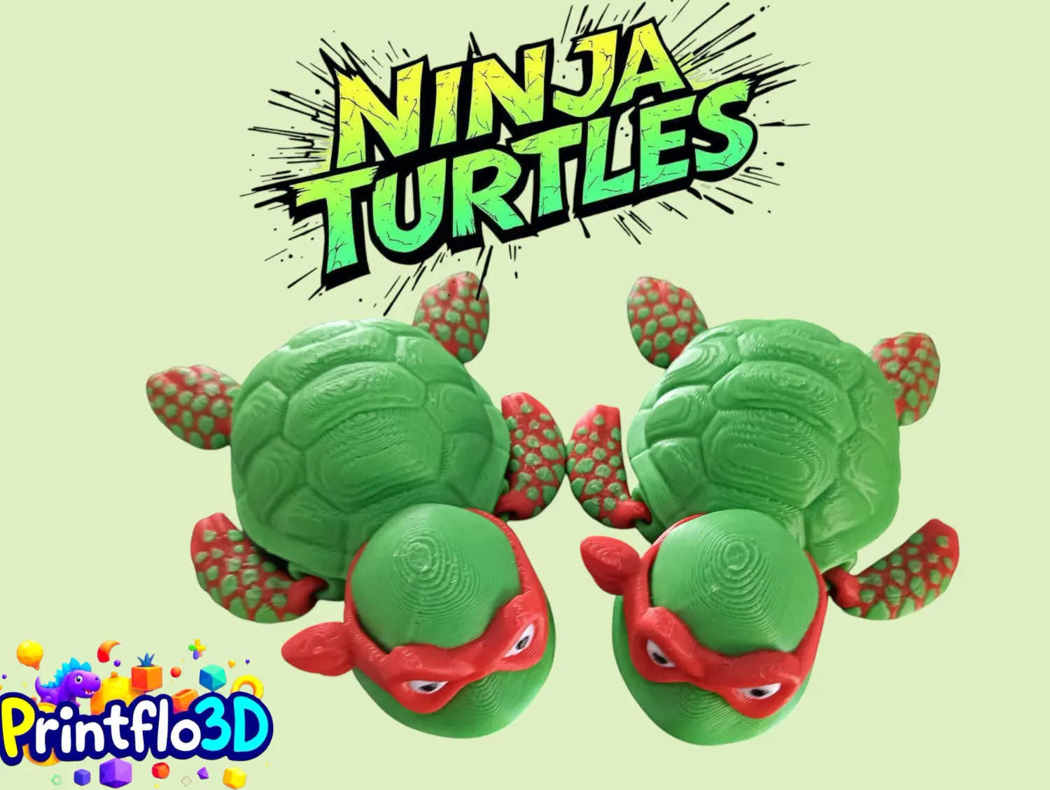 Ninja Turtles Mini Flexi 3D Print File: STL &amp; 3MF, All 4 Variants