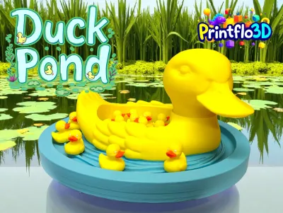 Cute Duck pond with 50 little ducks, multipart 3D Print Files, 3mf and stl files, great fun, easy assembly