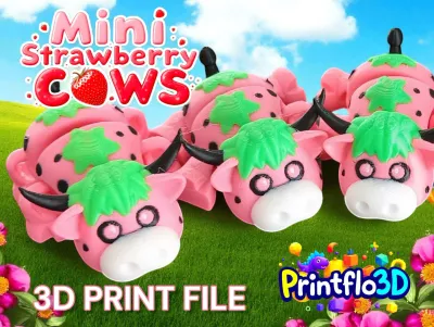 Mini Strawberry Cow Flexi 3D Print Files: (STL &amp; 3MF Files)