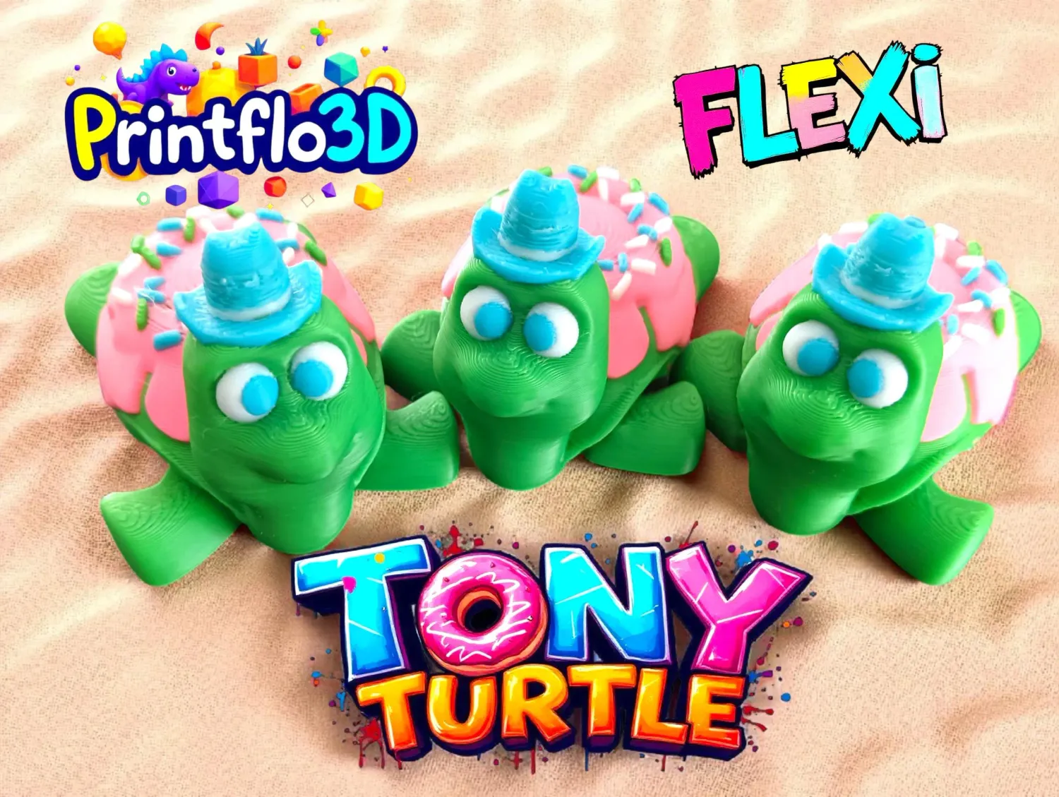Mini Donut Turtle Flexi 3D Print Files: STL &amp; 3MF