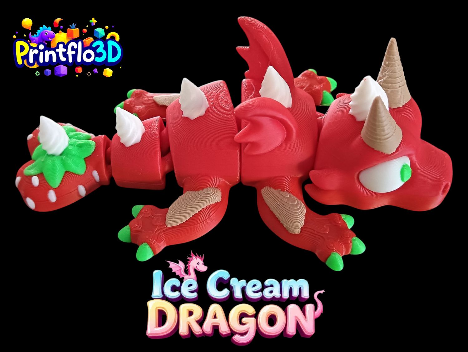 Flexi Ice Cream Dragon 3D Print Files: STL and 3MF
