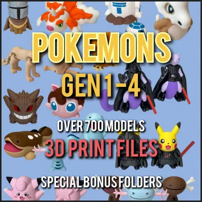 Over 700 Pokemon STL 3D File Bundle Pack 3D Printed Pokemon File - Pokemon Miniatures Models, STL Pokemon High quality