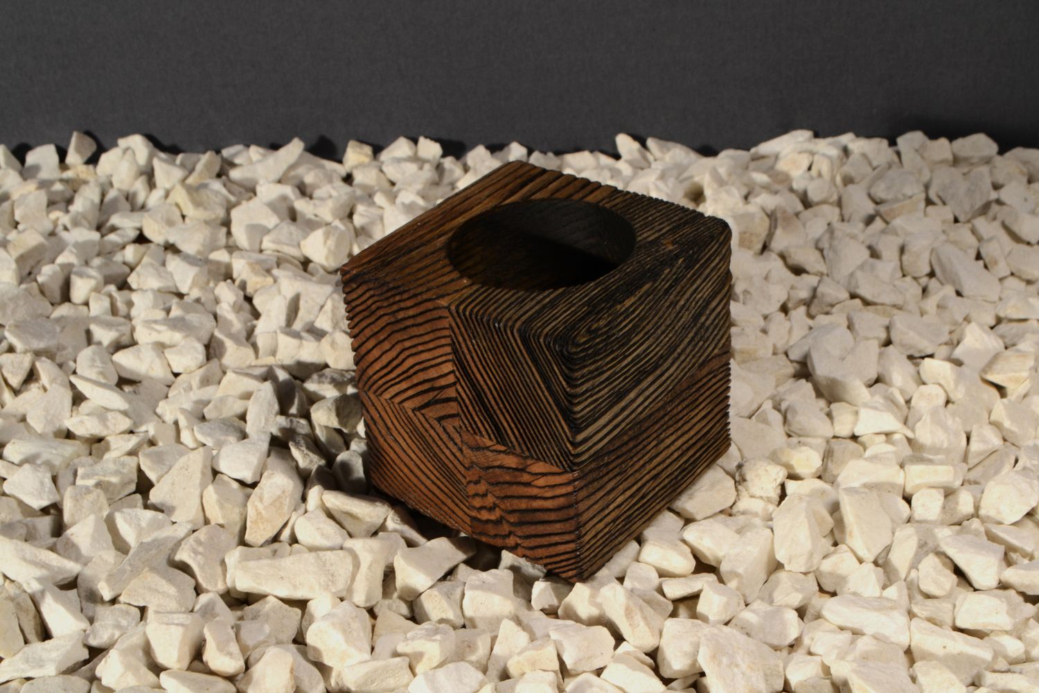 Deep-Texture Brushed Vase | Midnight Charcoal