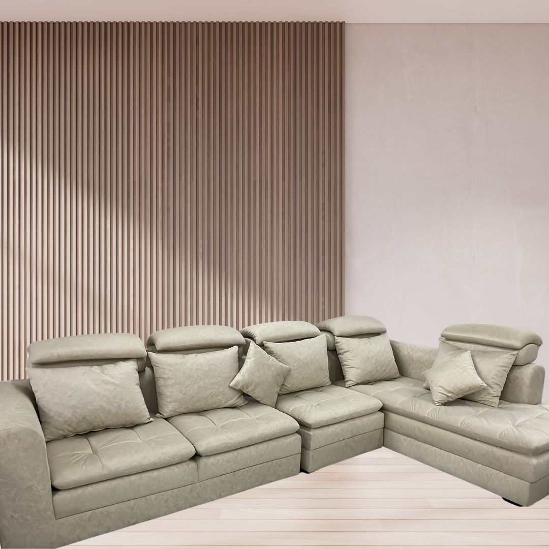 Comfortable Beige Fabric Sofa