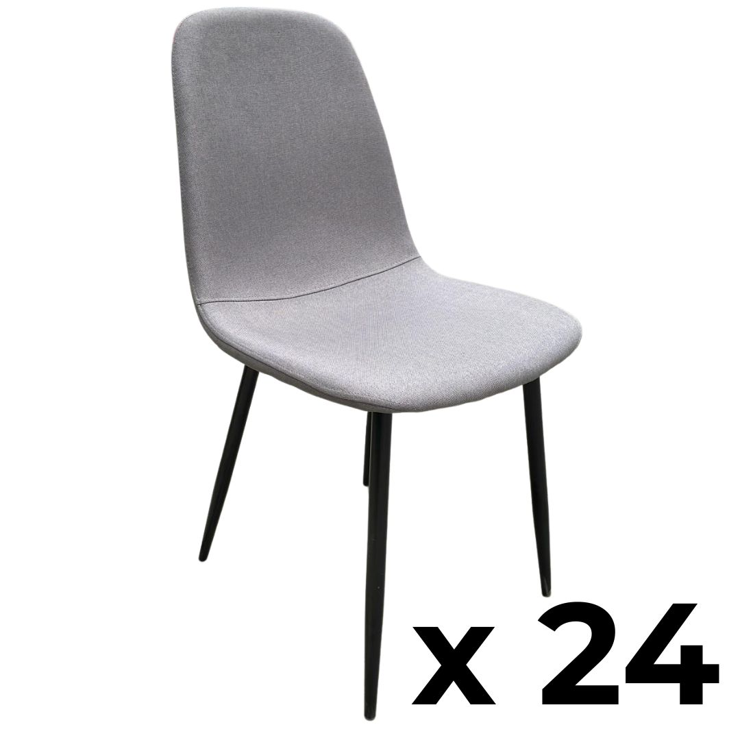 24 x Grey Fabric Dining Chairs with Black Legs - USD 46 per chair (includes delivery)