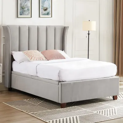 Mia 5ft upholstered ottoman bedframe light grey velvet