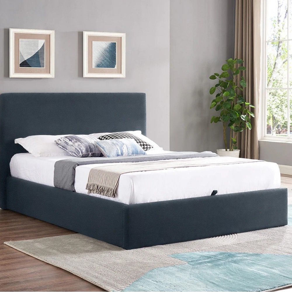 Ezra Ottoman Upholstered Bed Frame Navy