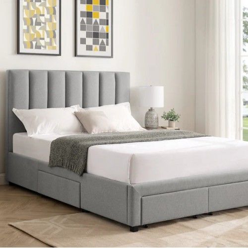 Hove Upholstered Bed Frame Grey Fabric
