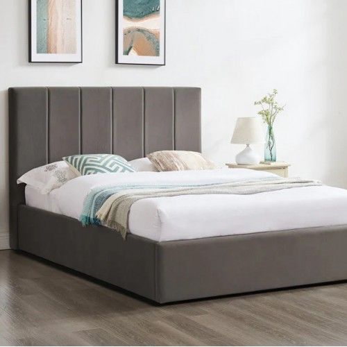 Lisa Upholstered Bed Frame Grey Velvet