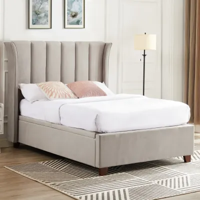 Mia 4ft6 Upholstered Ottoman Bed Frame Taupe Velvet by Balmoral