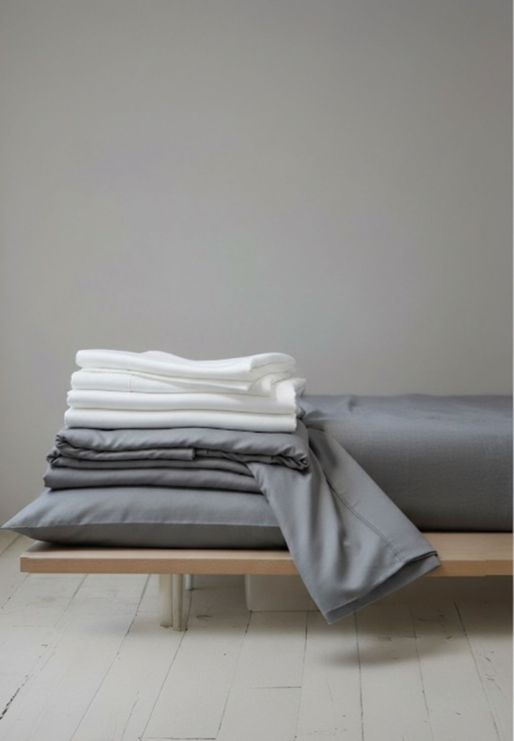 Bamboo Duvet Cover Set- White &amp; Steel Grey