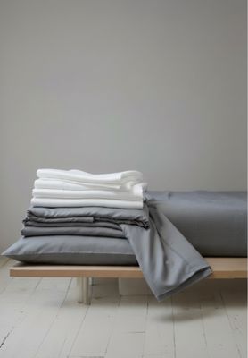 Bamboo Duvet Cover Set- White &amp; Steel Grey