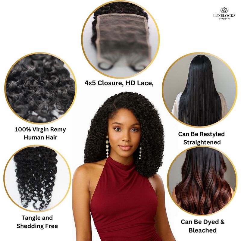 LUXELOCKS 4X5 HD LACE CLOSURE BURMESE CURL 12″
