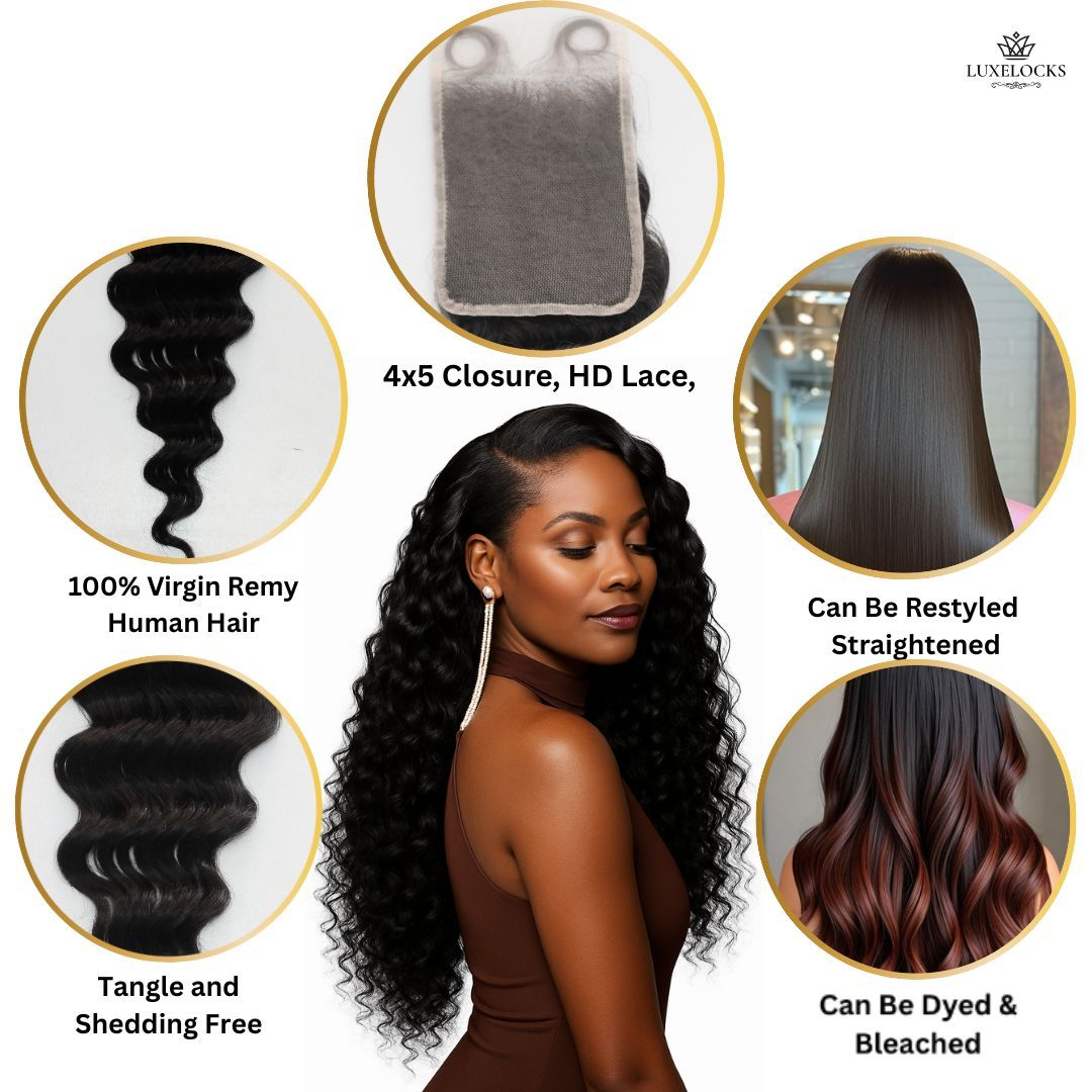 LUXELOCKS 4X5 HD LACE CLOSURE EURO DEEP 12″