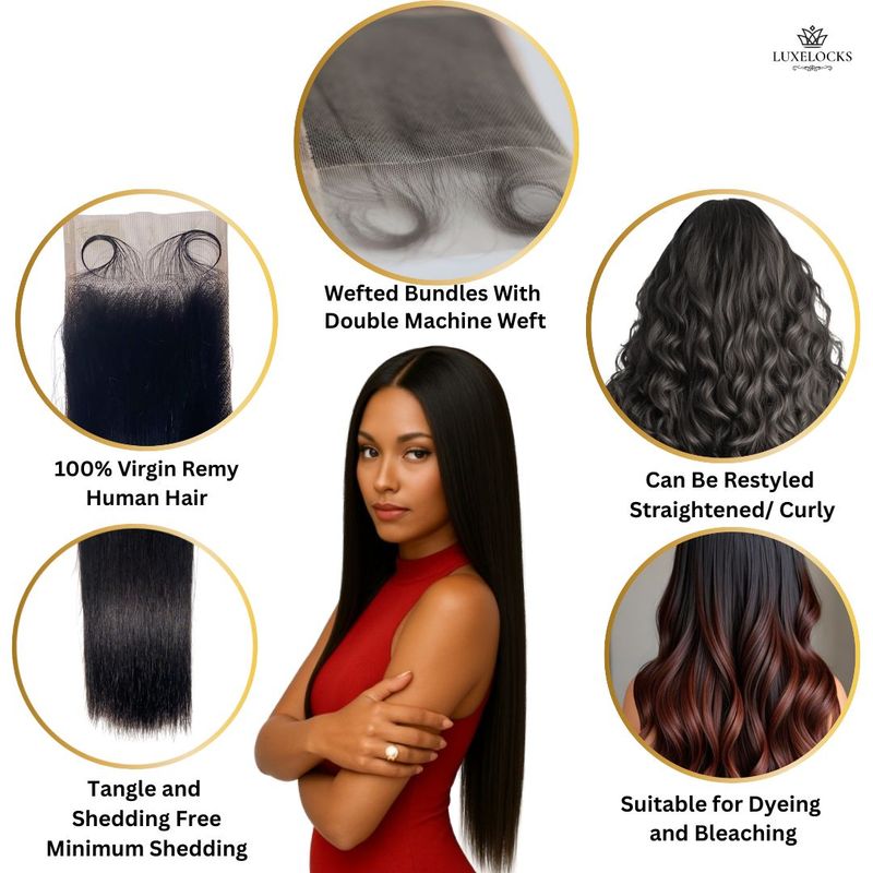 LUXELOCKS 4X5 HD LACE CLOSURE STRAIGHT 12″