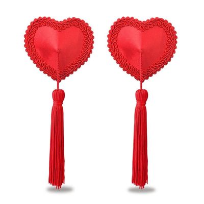 Reusable Red Heart Tassels Nipple Pasties