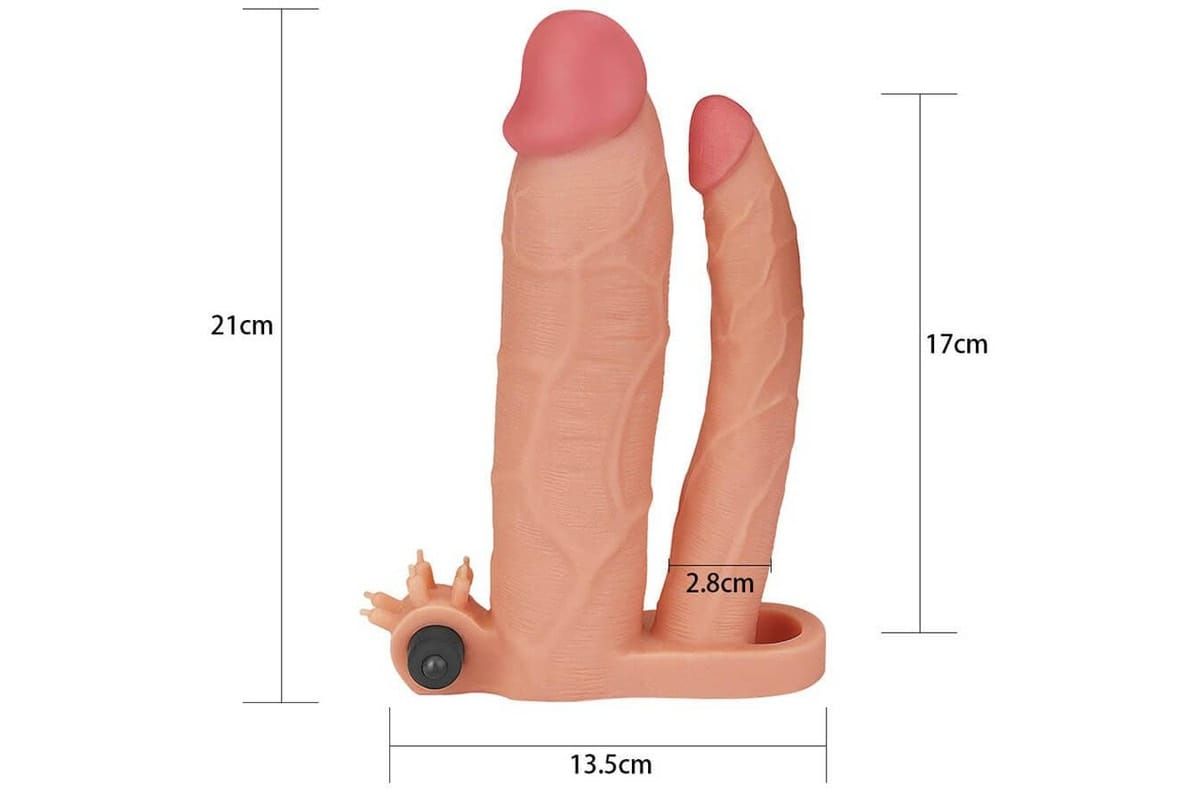 LOVETOY Pleasure X-Tender Vibrating Double Penis Sleeve Extender Add 1 inch