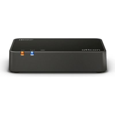 Oticon TV Adapter 3.0 top and front product view on white background