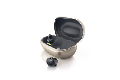 Phonak Virto R Infinio rechargeable custom hearing aid and charger