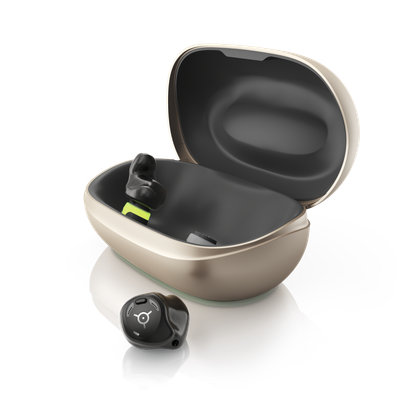 Phonak Virto R Infinio custom rechargeable hearing aid with charging case