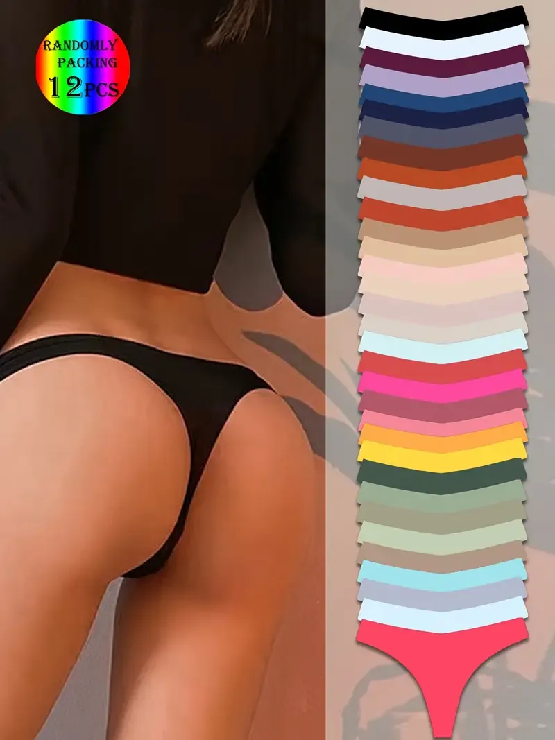 12pcs Soft Comfortable Non-Marked V-Style Sexy Ladies Underwear