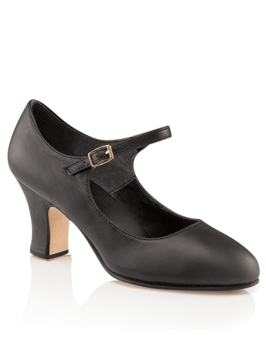 653 2.5&quot; Adult Manhattan Leather Character/Tap Shoe , Color: BLK, Size: 6