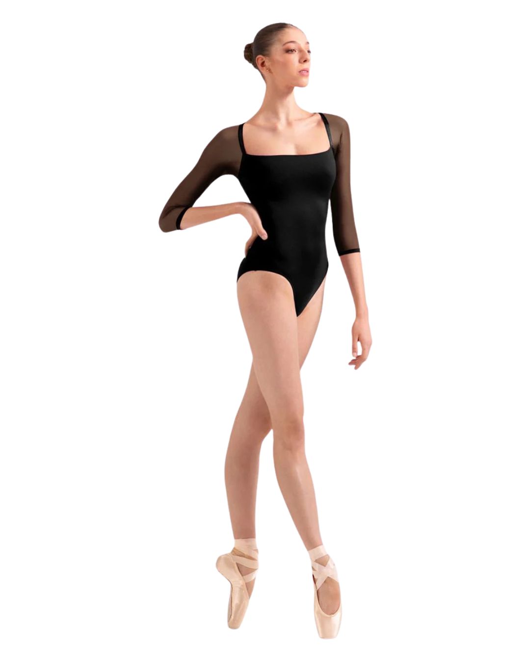 L60003 Arabesque HALTER 3/4 SLV LEO, Color: BLK, Size: PA