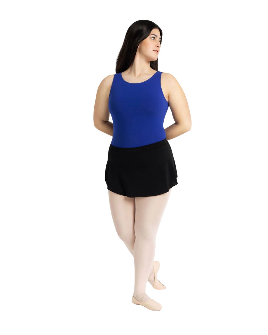 11459W BLK CURVED PULL ON SKIRT