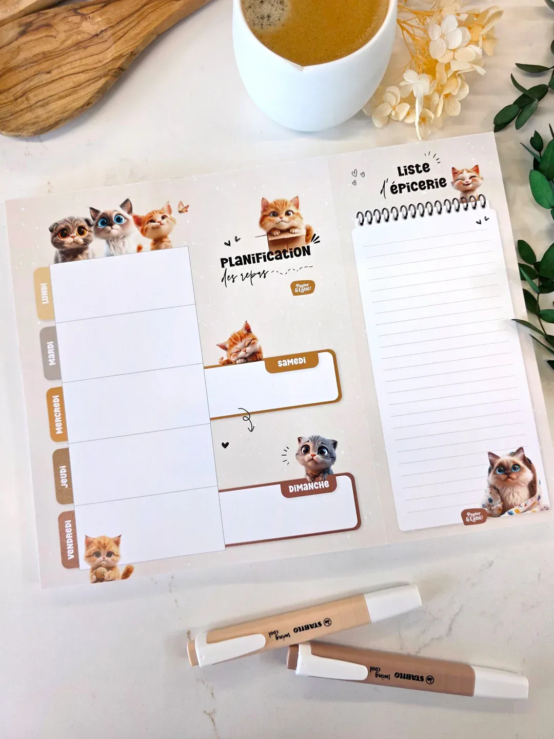 Planificateur de repas Chatons adorables