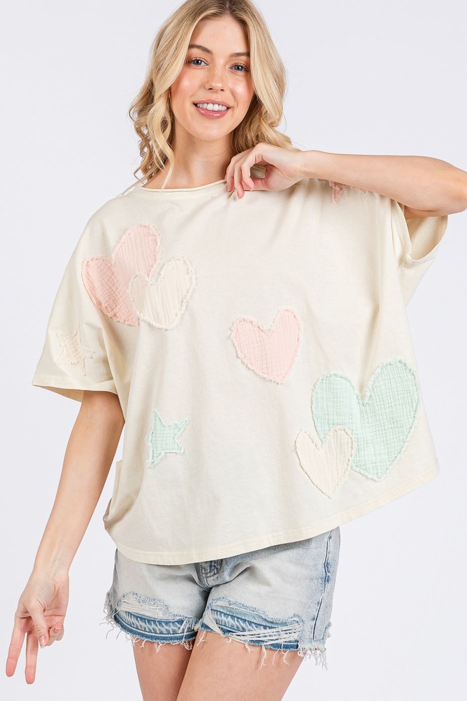 Boho Appliqué Hearts Tee