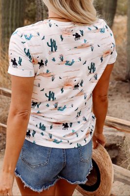 Western Cactus Short Sleeve Top