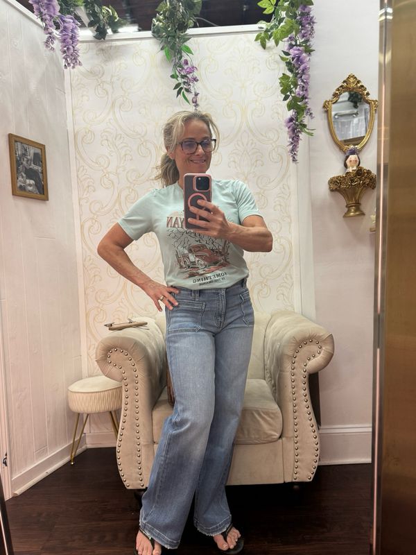 Artemis Vintage High Rise Slim Palazzo Jeans