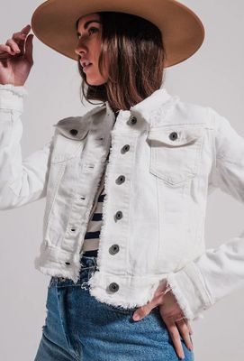 Raw Edge White Denim Jean Jacket