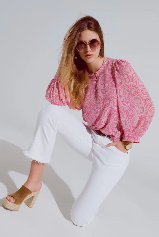 white high rise flared jeans