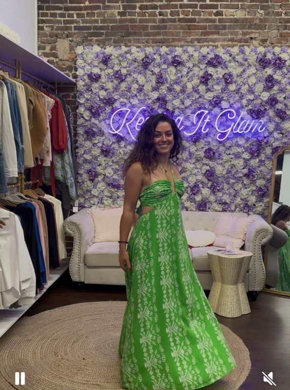 Green Woven Maxi With Back Tie