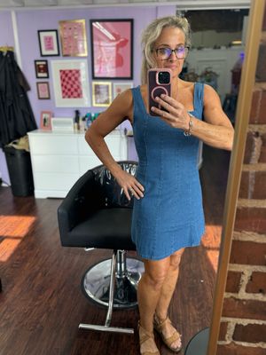 Stretch Denim A- Line Fit And Flared Mini Dress