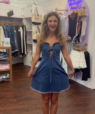 Mini Medium Denim With Tie In Front