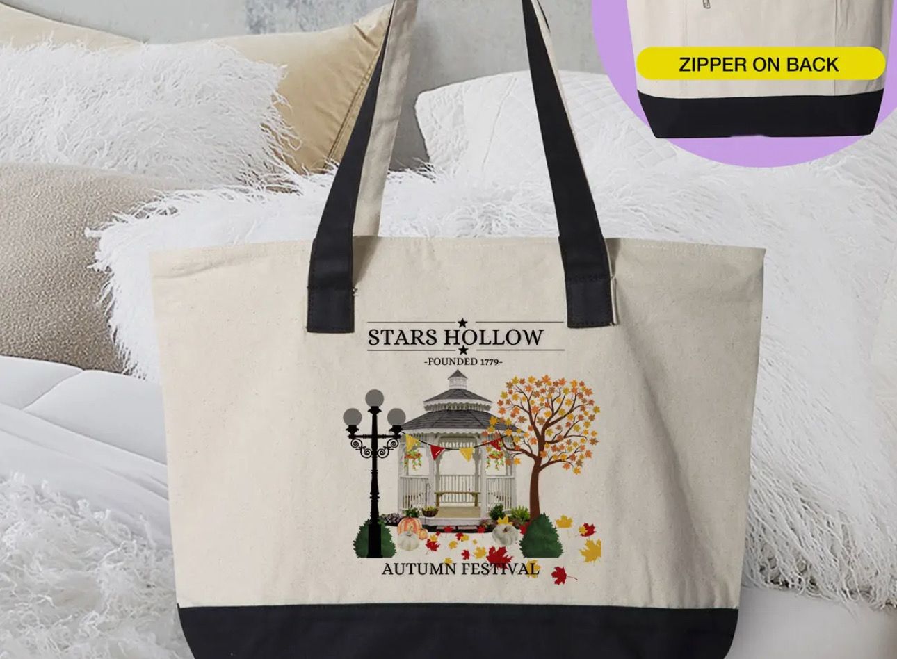 Star Hollow Gilmore Girls Canvas Zipper Tote