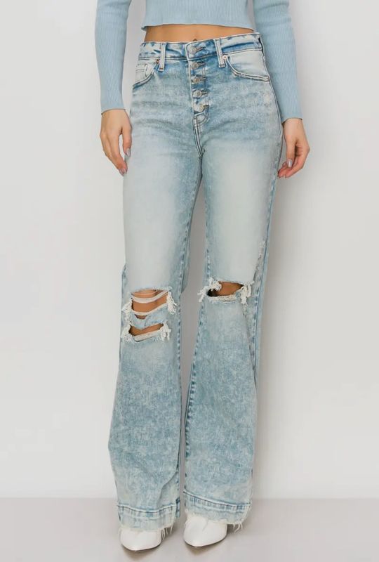 90s Vintage Stretch Wide Leg Jeans