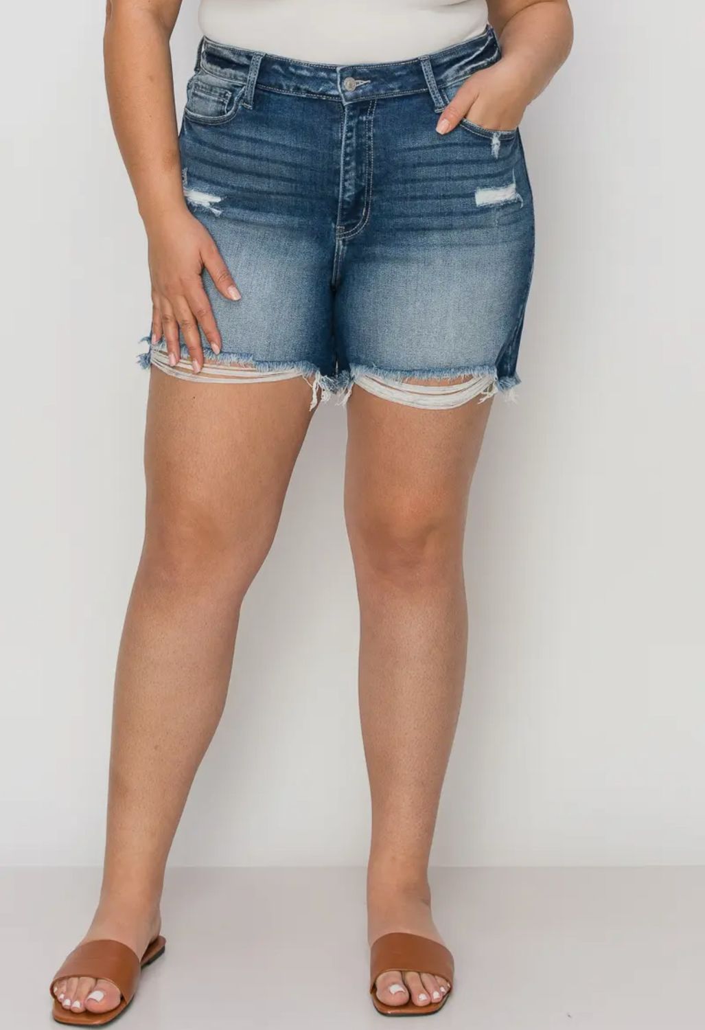 Plus -High Rise Stretch Shorts