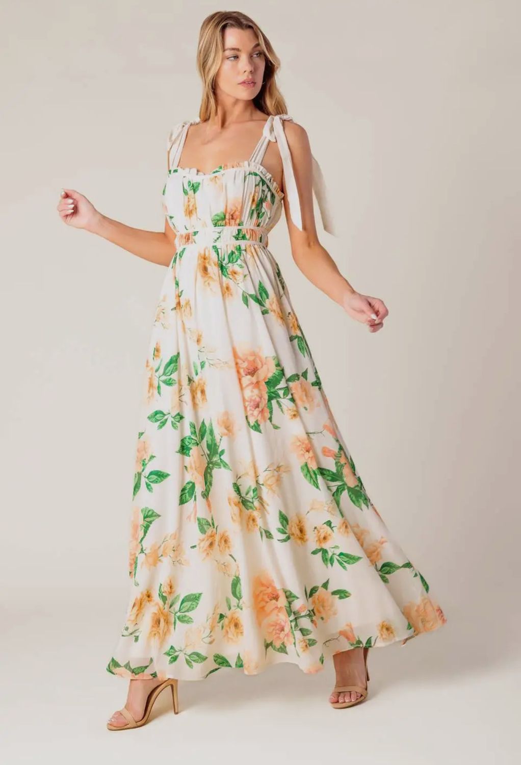 Ivory Peach Maxi Dress