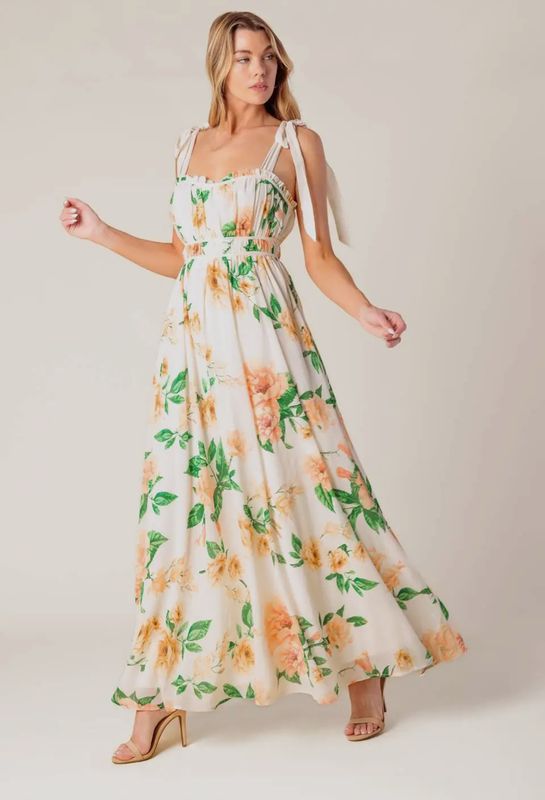 Ivory Peach Maxi Dress