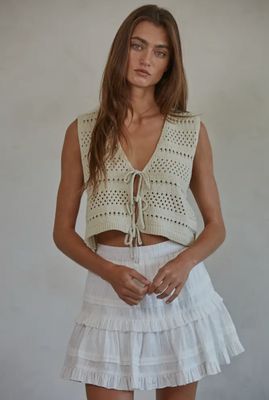 Woven 100% Cotton Tiered Ruffle Detail Mini Skort