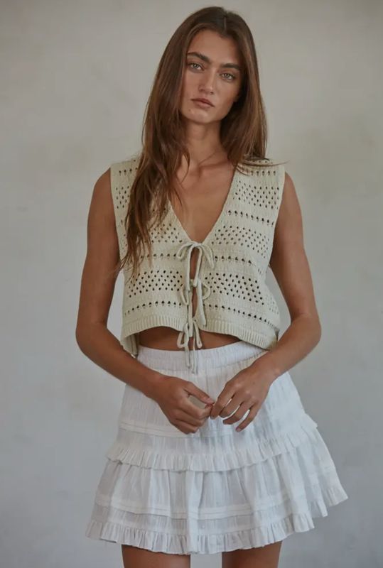 Woven 100% Cotton Tiered Ruffle Detail Mini Skort