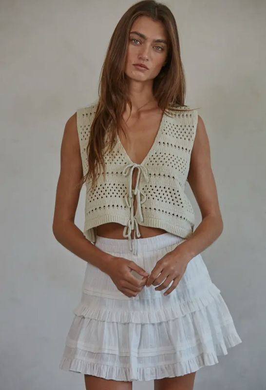 Knit Sweater Cotton Crochet Top