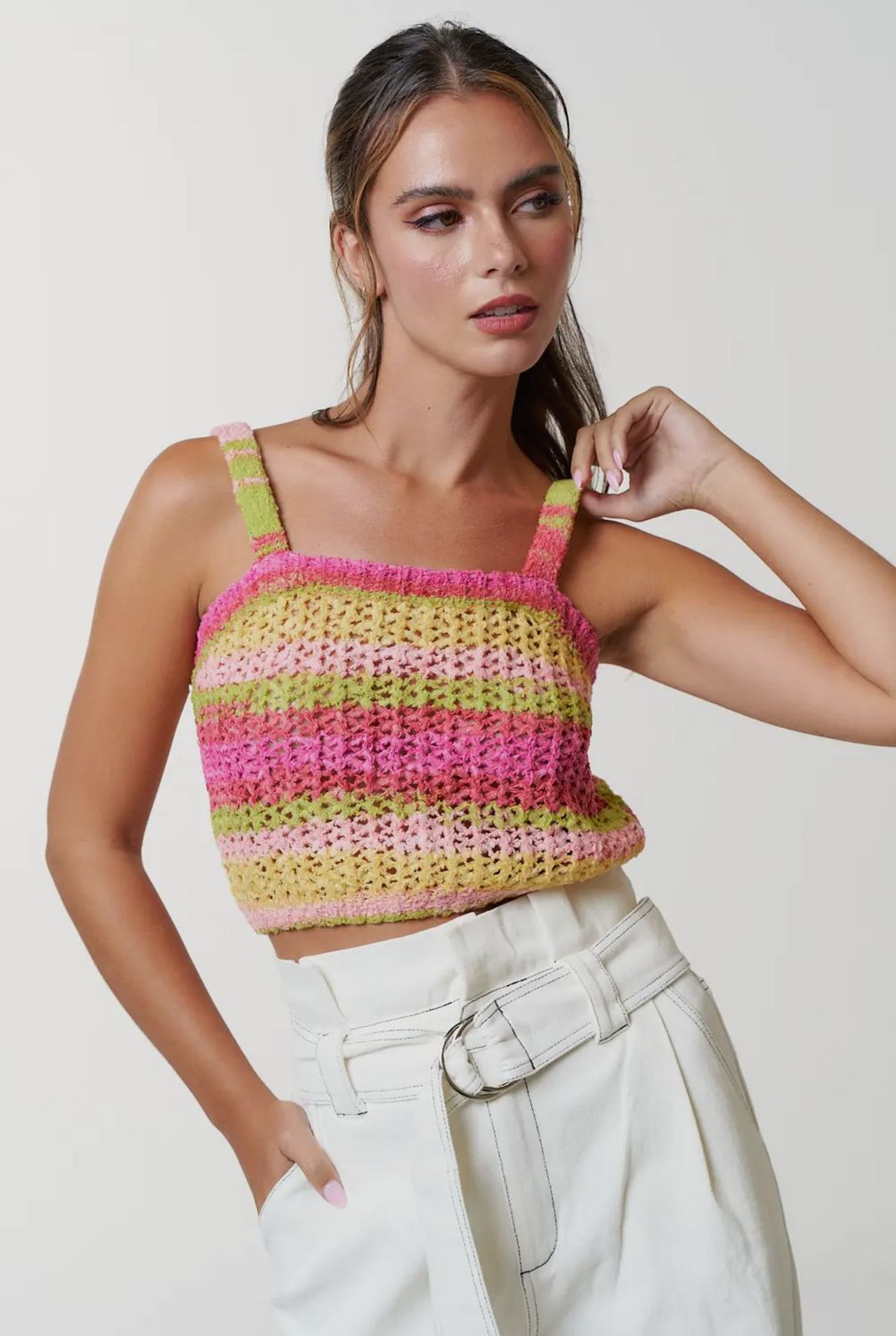 Multi Color Crochet Sweater Tank Top