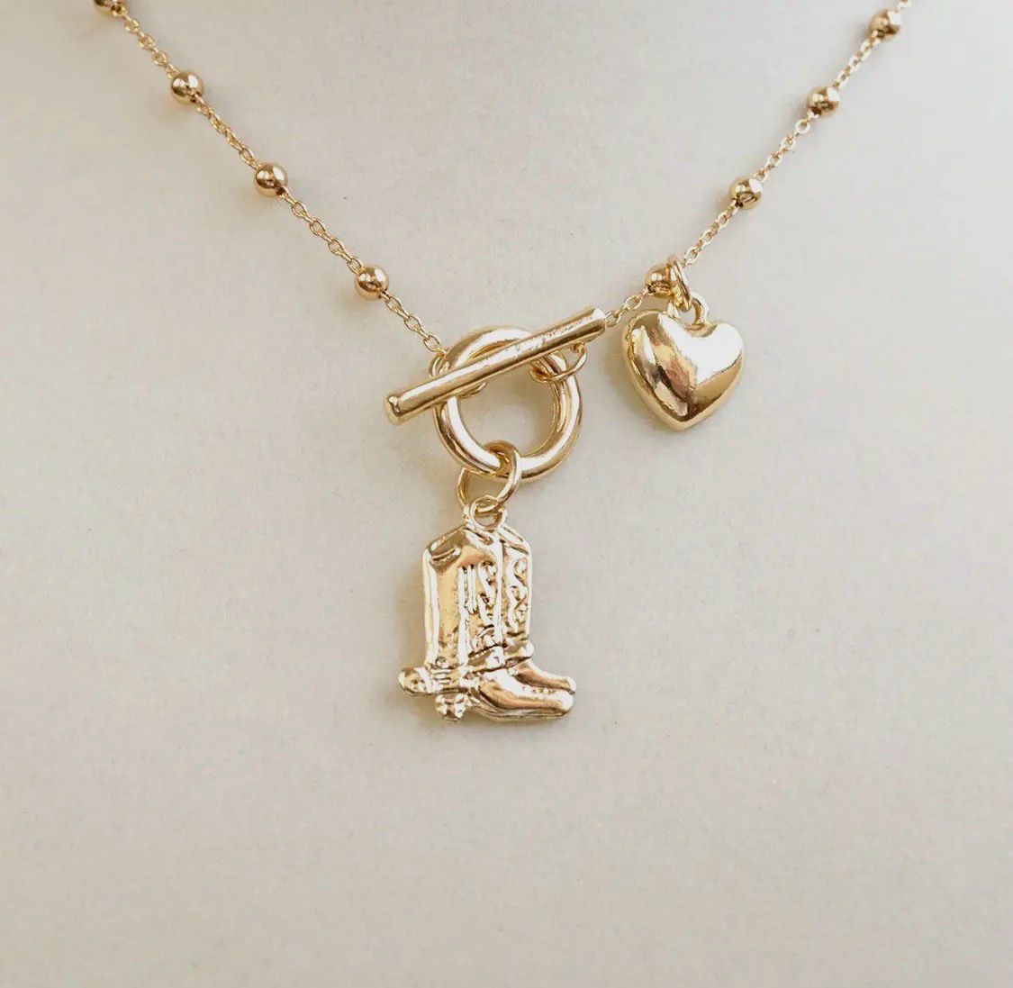 Western Cowboy Boot Charm Necklace