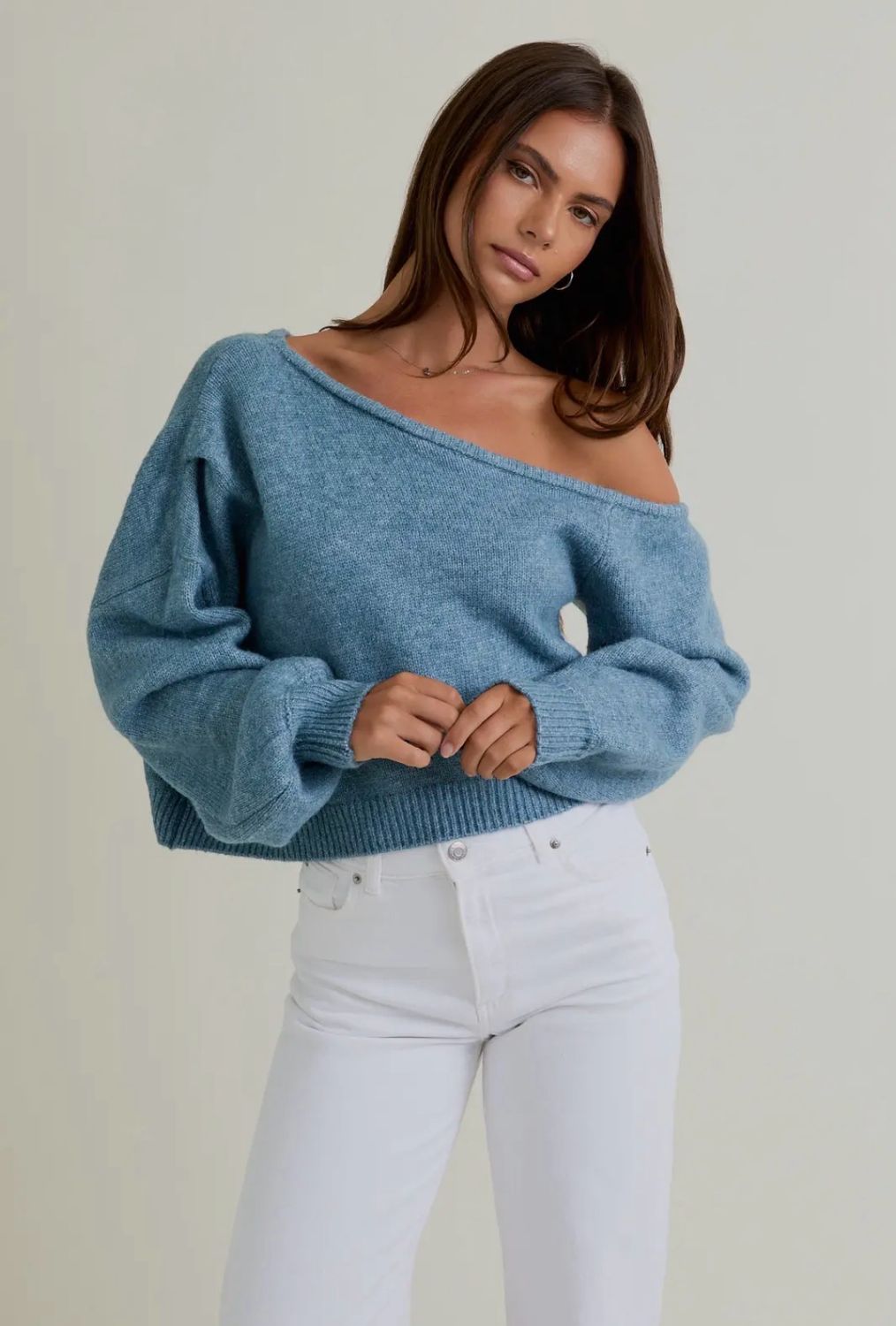 Asymmetrical Shoulder Sweater Top