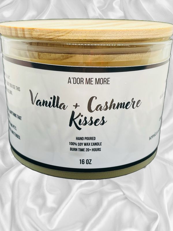 Vanilla + Cashmere Kisses 3 Wick Candle (16 Oz)